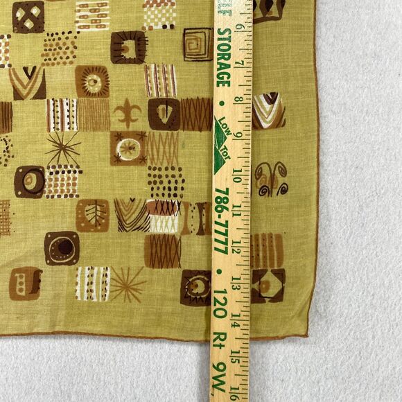 JEANNE MILLER Handkerchief OS MCM Hand Rolled Abstract Yellow VTG 14" x 14" - Picture 12 of 13